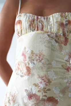 Annabelle Floral Print Midaxi Dress | Yellow