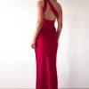 Ashlee Soft Satin One Shoulder Maxi Dress | Red