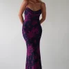 Audrie Bodycon Printed Maxi Dress | Grape