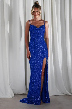 Audrina Bodycon Sequin Gown | Royal Blue