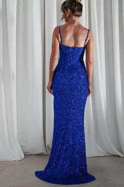 Audrina Bodycon Sequin Gown | Royal Blue