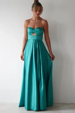 Ava Strapless Maxi Dress | Green