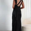 Avelina Soft Satin Maxi Dress | Black