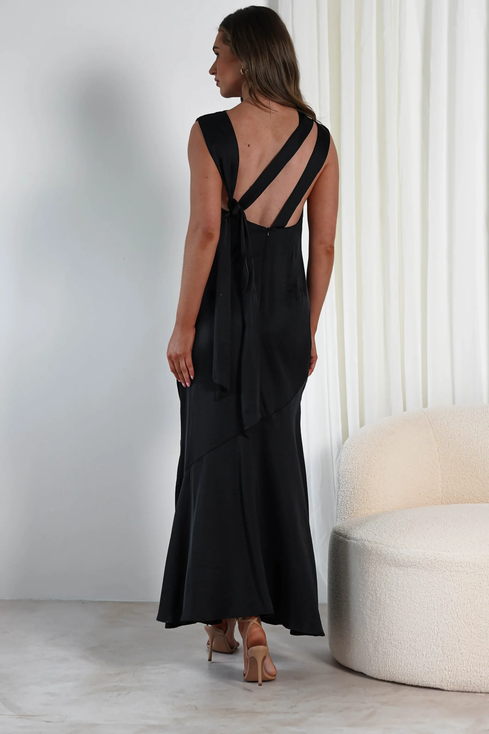 Avelina Soft Satin Maxi Dress | Black
