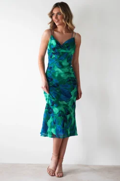 Bali Printed Midi Dress | Green Print