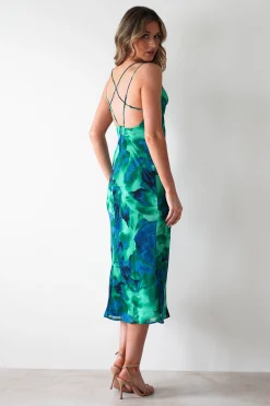 Bali Printed Midi Dress | Green Print