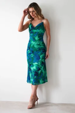 Bali Printed Midi Dress | Green Print