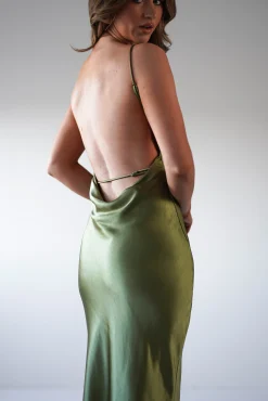 Bayleigh Soft Satin Maxi Dress | Olive
