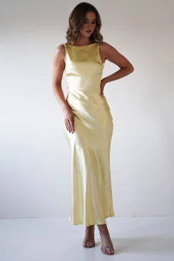 Bayleigh Soft Satin Maxi Dress | Yellow