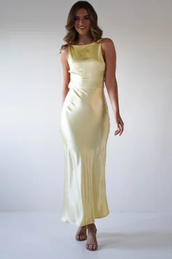 Bayleigh Soft Satin Maxi Dress | Yellow