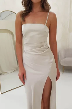 Beatrice Soft Runched Maxi Dress | Champagne