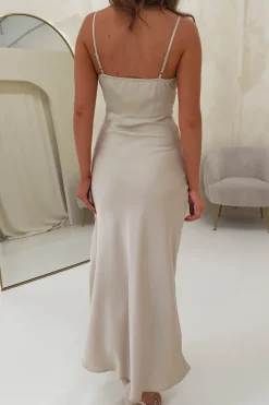 Beatrice Soft Runched Maxi Dress | Champagne
