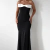 Beckett Strapless Bow Maxi Dress | Black/White