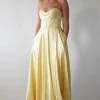 Bella Luxe Aline Satin Gown | Yellow