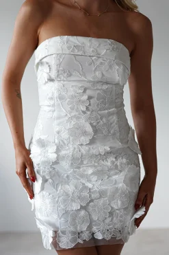 Bellflower 3D Floral Mini Dress | White
