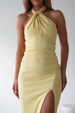 Bernice Ribbed Midaxi Dress | Yellow