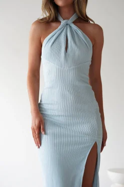 Bernice Ribbed Midaxi Dress | Light Blue