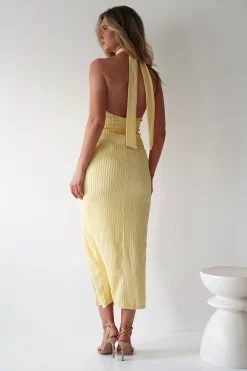 Bernice Ribbed Midaxi Dress | Yellow