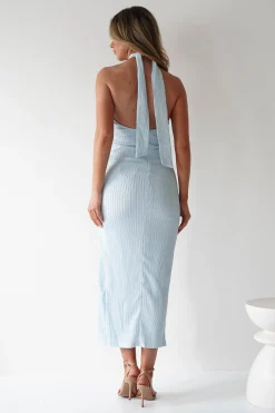 Bernice Ribbed Midaxi Dress | Light Blue