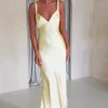 Bethanie Soft Satin Maxi Dress | Yellow