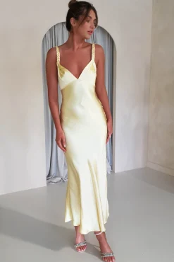 Bethanie Soft Satin Maxi Dress | Yellow