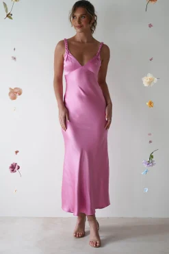 Bethanie Soft Satin Maxi Dress | Bright Pink