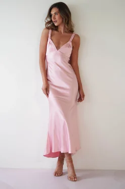 Bethanie Soft Satin Maxi Dress | Light Pink