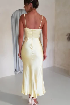 Bethanie Soft Satin Maxi Dress | Yellow