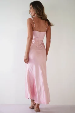 Bethanie Soft Satin Maxi Dress | Light Pink