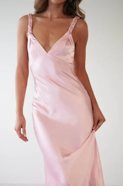Bethanie Soft Satin Maxi Dress | Light Pink