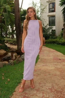 Brighton Textured Bodycon Midaxi Dress | Lilac