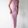 Brighton Textured Bodycon Midaxi Dress | Pink