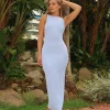Brighton Textured Bodycon Midaxi Dress | Blue