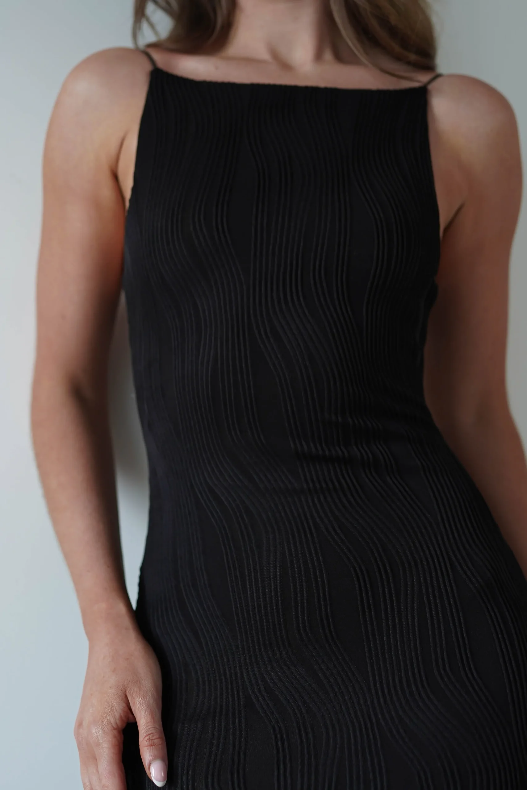 Brighton Textured Bodycon Midaxi Dress | Black