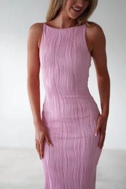 Brighton Textured Bodycon Midaxi Dress | Pink
