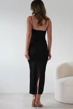 Brighton Textured Bodycon Midaxi Dress | Black