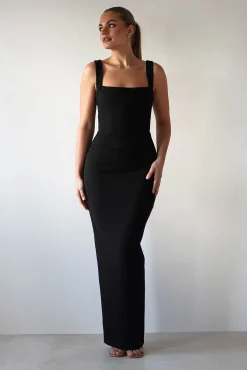 Brooke Square Neck Maxi Dress | Black