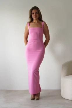 Brooke Square Neck Maxi Dress | Pink