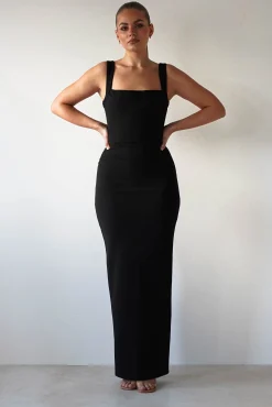 Brooke Square Neck Maxi Dress | Black
