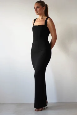 Brooke Square Neck Maxi Dress | Black