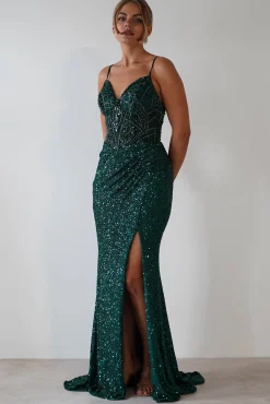 Candyce Sequin Mermaid Gown | Emerald Green