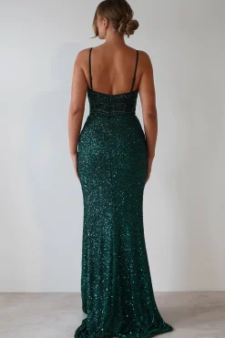 Candyce Sequin Mermaid Gown | Emerald Green