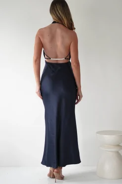 Capriana Pearl Back Maxi Dress | Navy