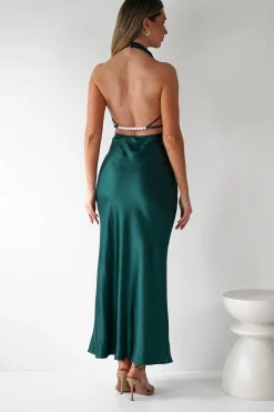 Capriana Pearl Back Maxi Dress | Emerald