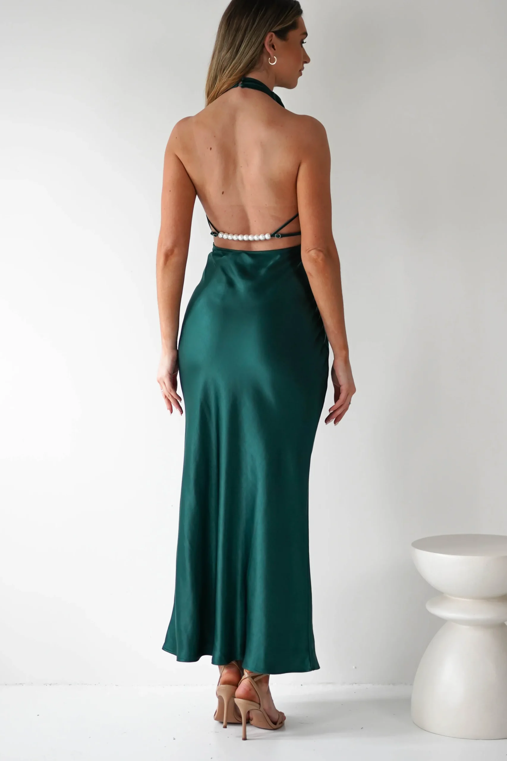 Capriana Pearl Back Maxi Dress | Emerald