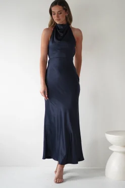 Capriana Pearl Back Maxi Dress | Navy