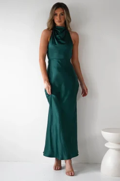 Capriana Pearl Back Maxi Dress | Emerald