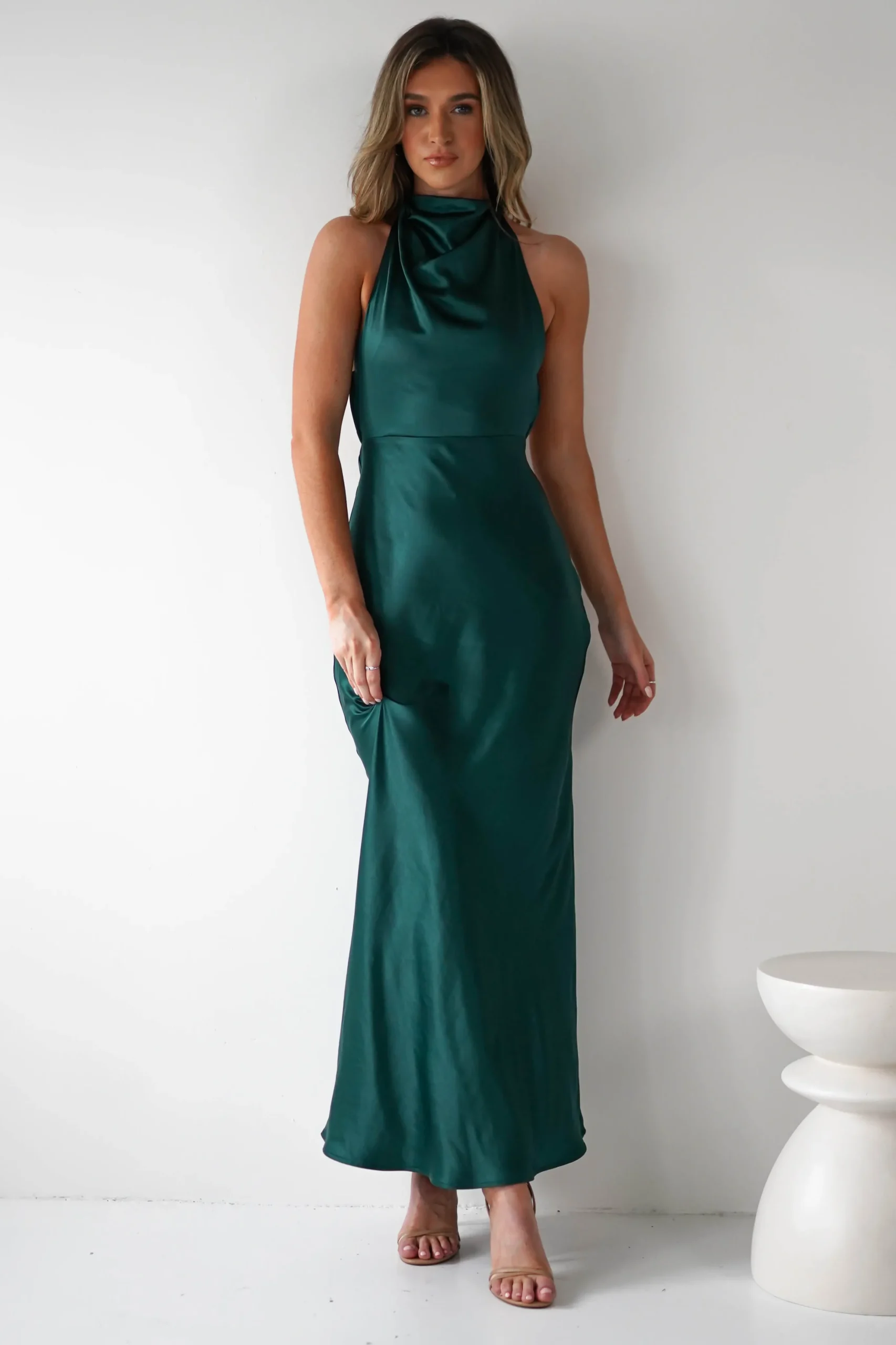 Capriana Pearl Back Maxi Dress | Emerald