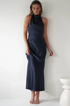 Capriana Pearl Back Maxi Dress | Navy