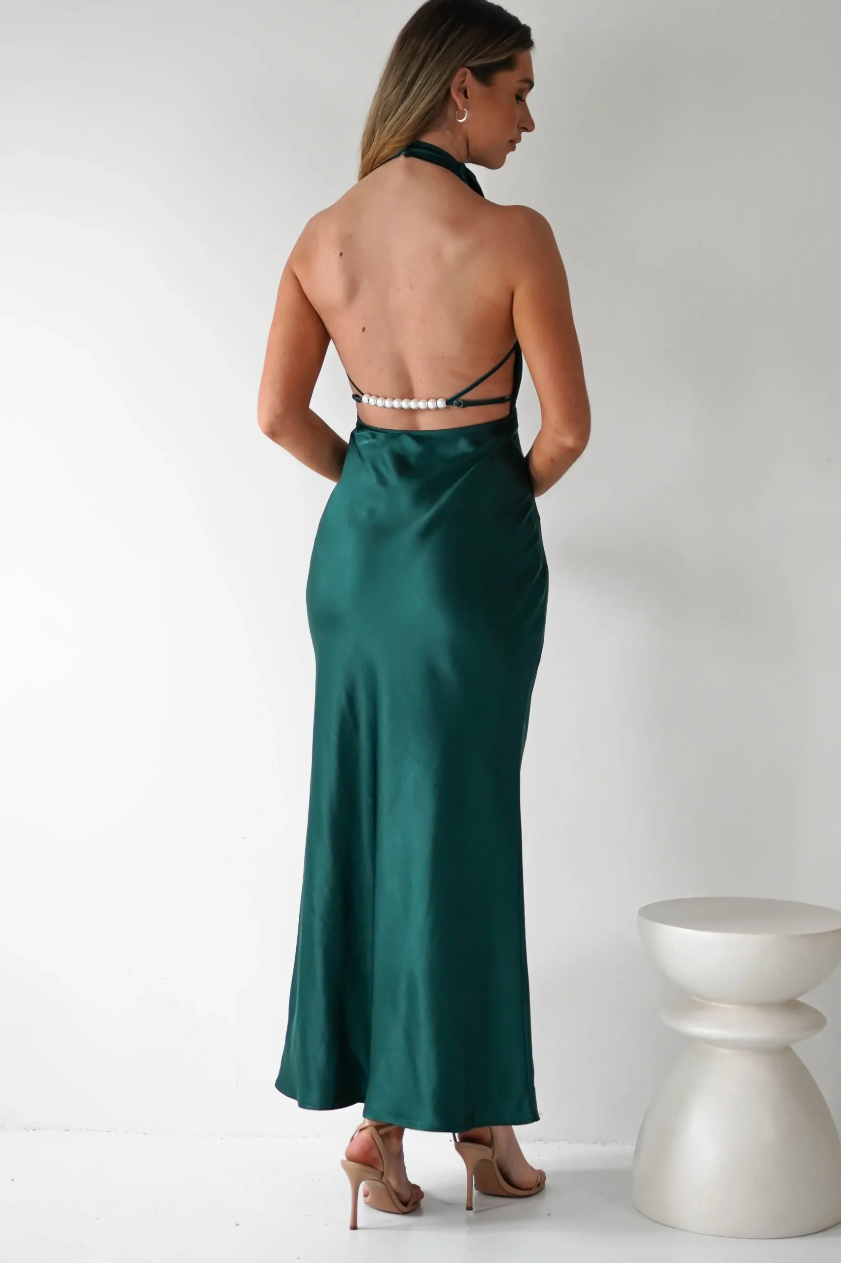 Capriana Pearl Back Maxi Dress | Emerald